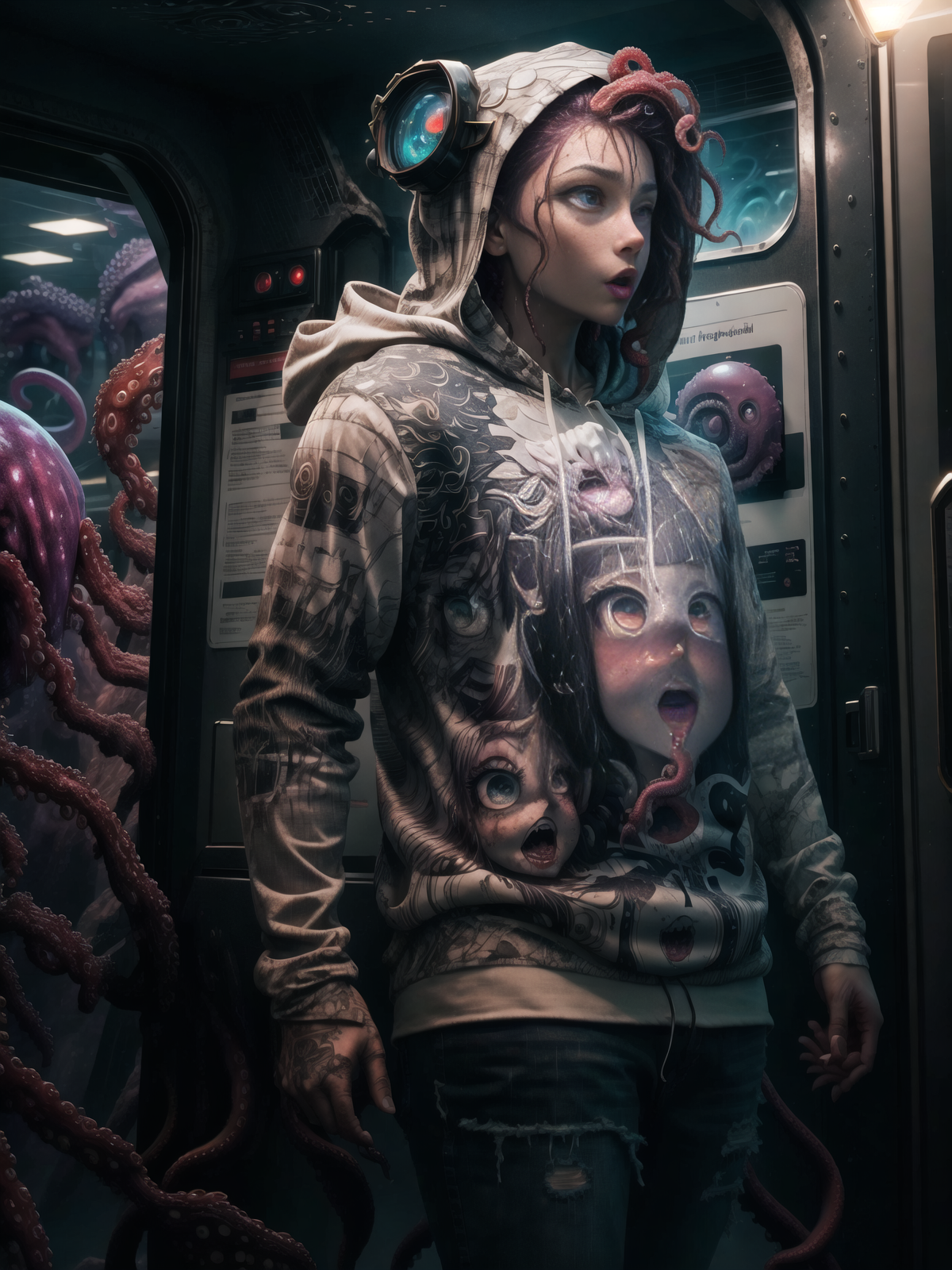 Ahegao hoodie original top